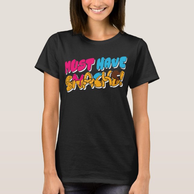 Morejstu Merch Jstu Must Have Snacks T-Shirt (Front)