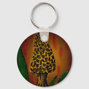 Morel Mushroom Art Keychain