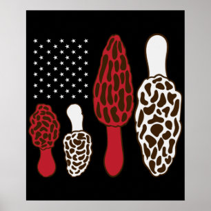 Morel Mushroom Hunter Fungi USA 4th Of July Morels Poster