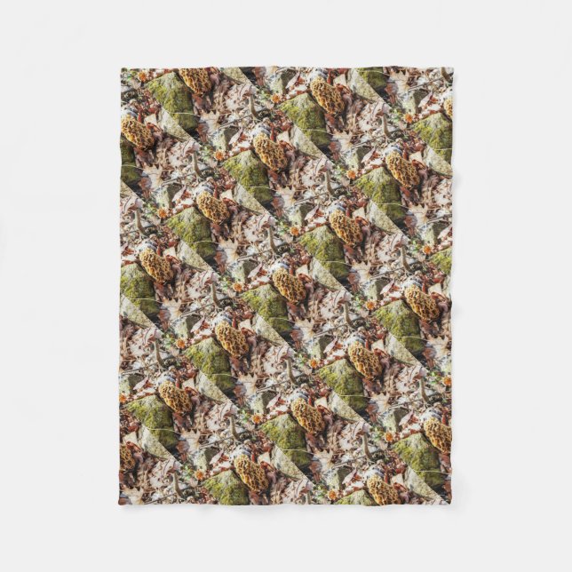 Morel Mushroom in the Wild Fleece Blanket (Front)