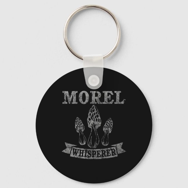 Morel Mushroom Whisperer Funny Distressed  Keychain (Front)