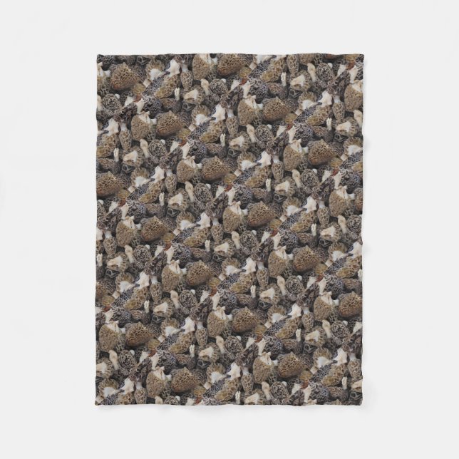 Morel Mushrooms Fleece Blanket (Front)