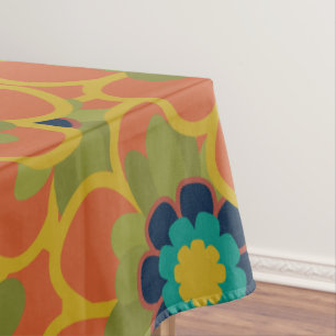 Morelia Retro Vintage Floral Pattern Burnt Orange Tablecloth