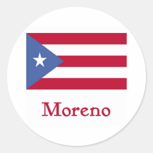 Moreno Puerto Rican Flag Classic Round Sticker