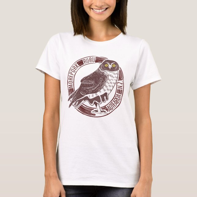 Morepork Ruru NZ Aotearoa Bird T-Shirt (Front)