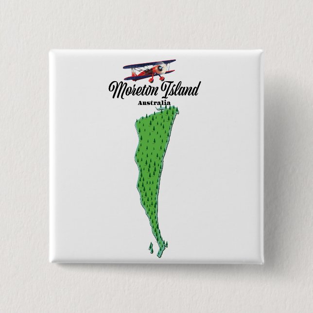 Moreton Island  Australia map poster 2 Inch Square Button (Front)