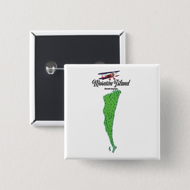 Moreton Island  Australia map poster 2 Inch Square Button (Front & Back)