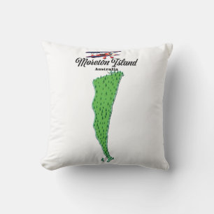 Moreton Island Australia map poster Throw Pillow