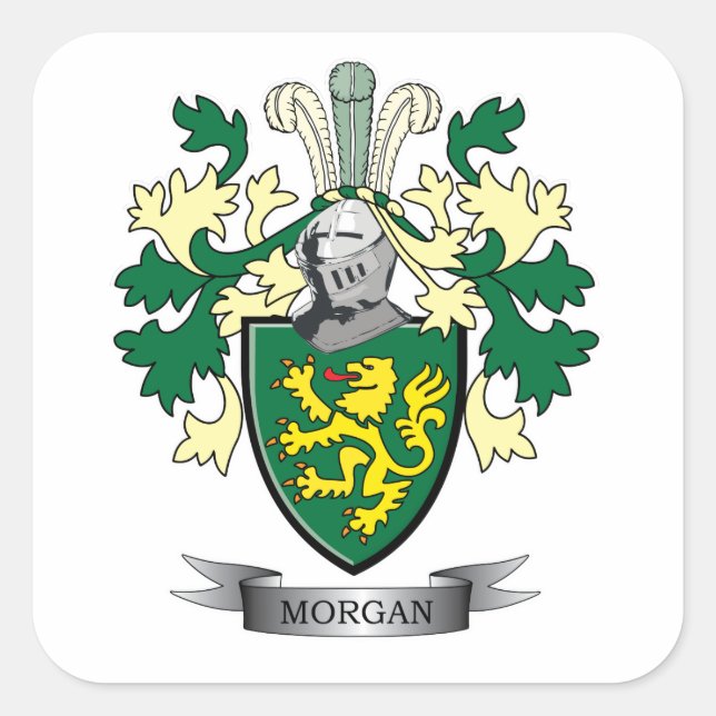 Morgan Family Crest Coat of Arms Square Sticker (Front)