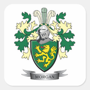 Morgan Family Crest Coat of Arms Square Sticker