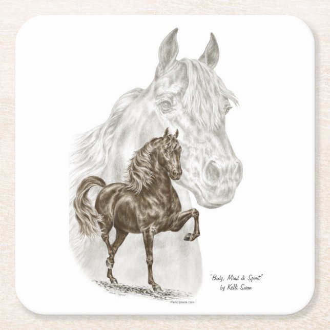 Morgan Horse Art Square Paper Coaster (Front)
