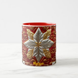 MORGAN ~ PATCHWORK ~ CHRISTMAS PATTERN ~ Two-Tone COFFEE MUG