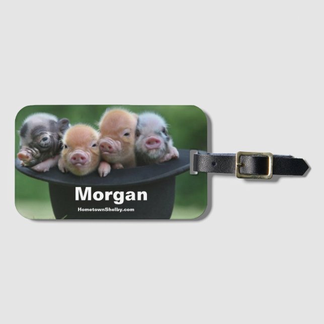Morgan Pigs In A Hat Bag Tag (Front Horizontal)