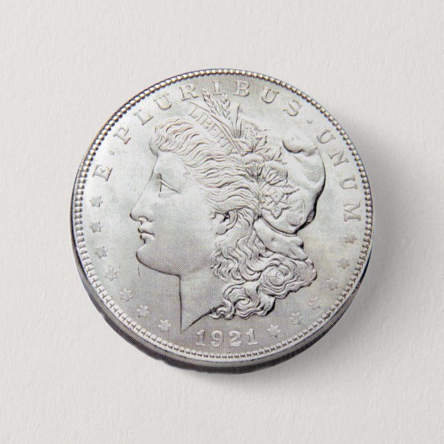 MORGAN SILVER DOLLAR 2 INCH ROUND BUTTON (Front)