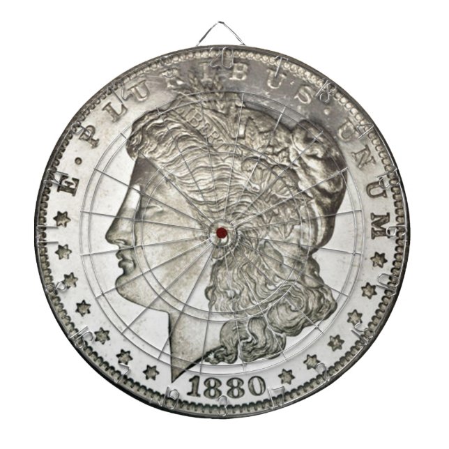 Morgan Silver Dollar Image on Dartboard (Front)