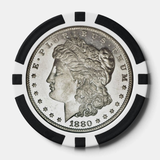 Morgan Silver Dollar Image on Poker Chips (Front)