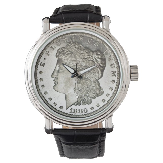 Morgan Silver Dollar Image on Watch Face (Front)