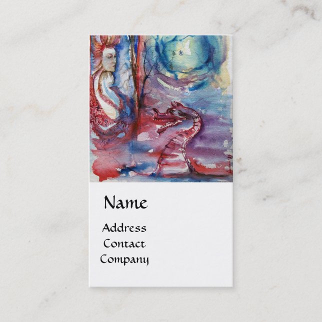 MORGANA  AND DRAGON OF LAKE , Floral Swirls Business Card (Front)