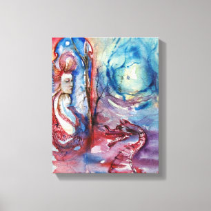 MORGANA / Magic and Mystery ,Pink Blue Fantasy Canvas Print