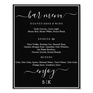 "Morgana Wedding Suite- Bar Menu Sign" Photo Print