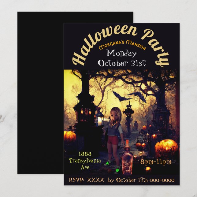 Morgana's Mansion Halloween Custom Invite (Front/Back)