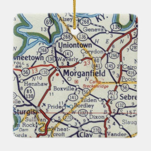 Morganfield KY Vintage Map Ceramic Ornament