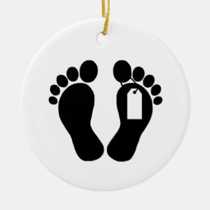 Morgue Fee Silhouette with Toe Tag Ornament