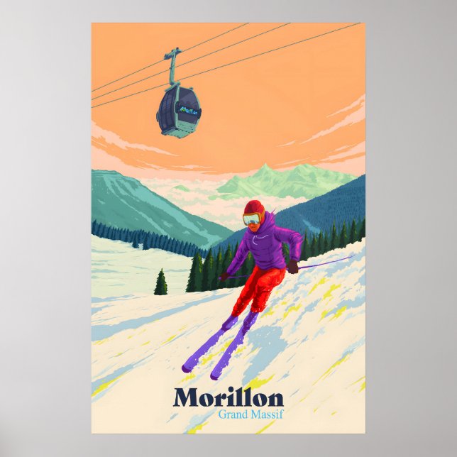Morillon Ski Resort Travel Poster (Front)