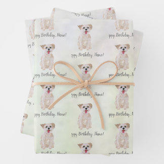 Morkie Chien Anniversaire Papier d'enveloppement