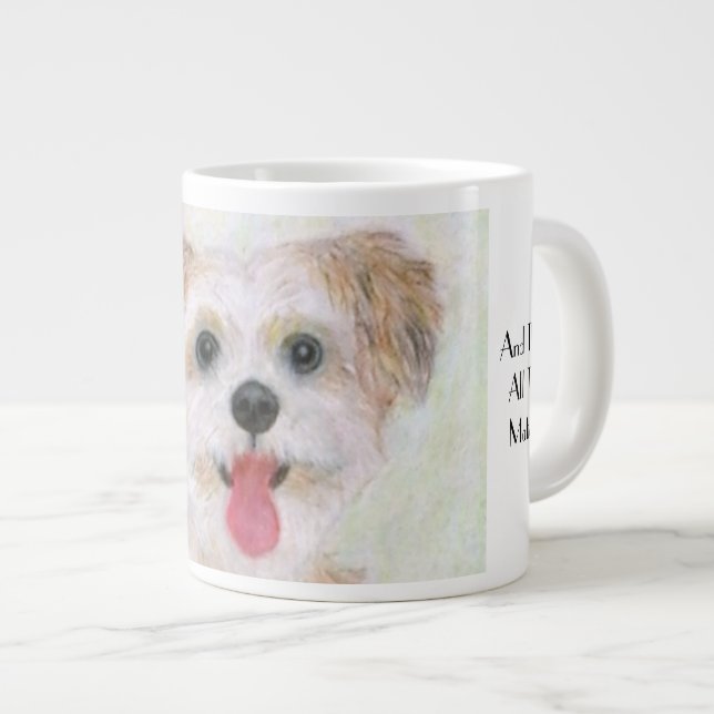 Morkie Chien Fermer Jumbo Café Mug (Devant droit)