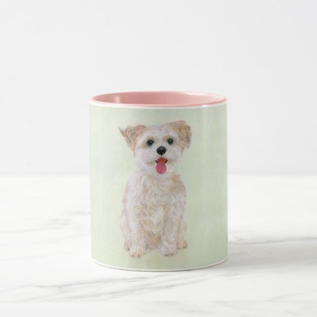 Morkie Chien rose Combo Mug (Centre)