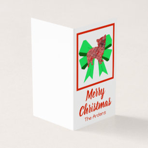 Morkie Christmas Dog & Green Bow Card