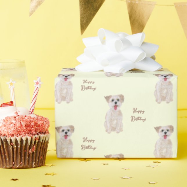 Morkie Customizable Wrapping Paper (Birthday Party)