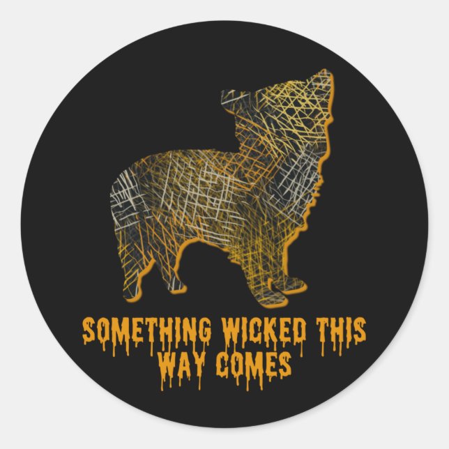 Morkie Designer Dog Silhouette Fun Halloween Classic Round Sticker (Front)