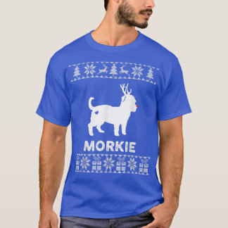 Morkie Dog Lover Christmas Reindeer Ugly Christmas T-Shirt