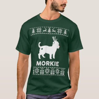 Morkie Dog Lover Christmas Reindeer Ugly Christmas T-Shirt