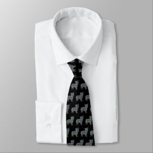 Morkie Dog Silhouette Yellow & Blue Black Tie