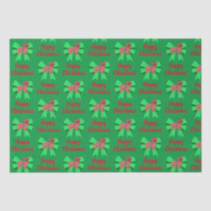 Morkie Green Christmas Silhouette Dog & Green Bow Tissue Paper