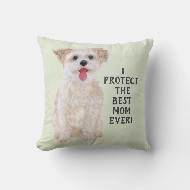 Morkie Guard Dog Small Throw Pillow (Front)
