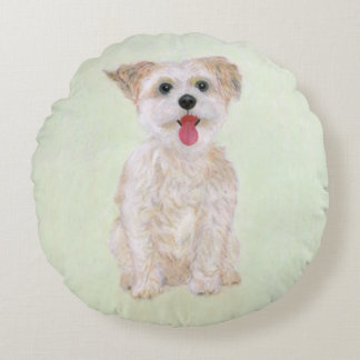 Morkie Not Yorkie Round Pillow