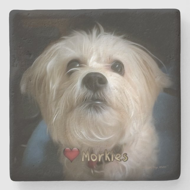 Morkie Puppy Dog Cute Love Coaster (Front)