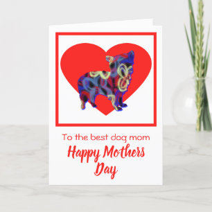Morkie Silhouette Dog Red Heart Mother’s Day Card
