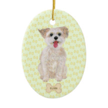 Morkie With Bones And Text Oval