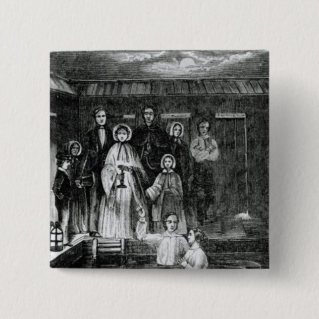 Mormon Baptism 2 Inch Square Button (Front)