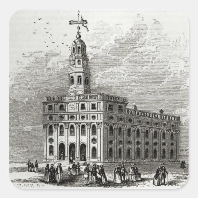 Mormon Temple at Salt Lake, 1854 Square Sticker (Front)