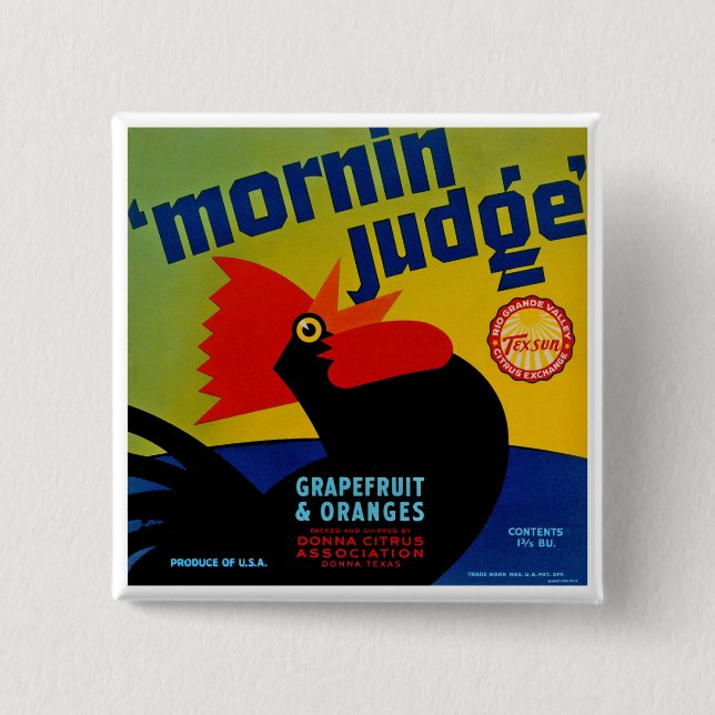 Mornin Judge 2 Inch Square Button (Front)
