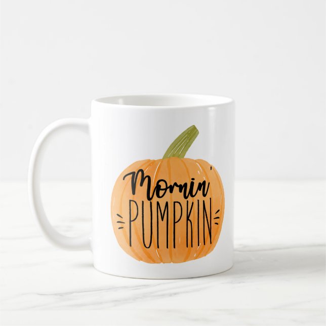 Mornin’ Pumpkin Mug – Cute Fall Coffee Cup with Pu (Left)