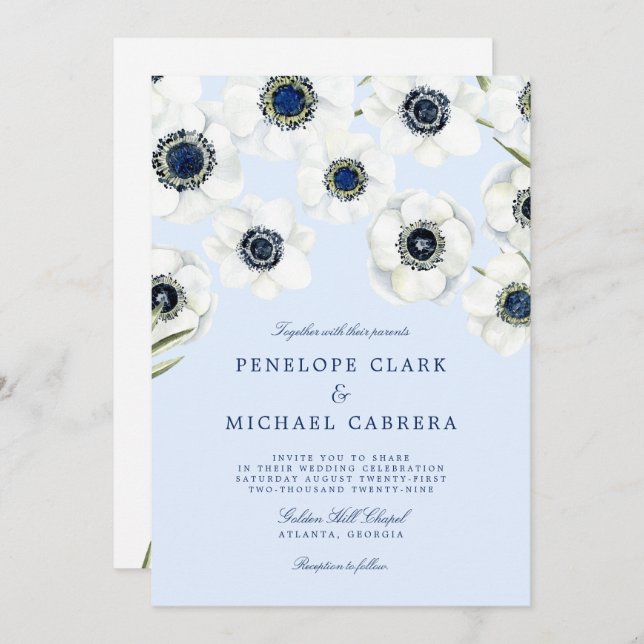 Morning Anemone | Floral Wedding Invitation (Front/Back)