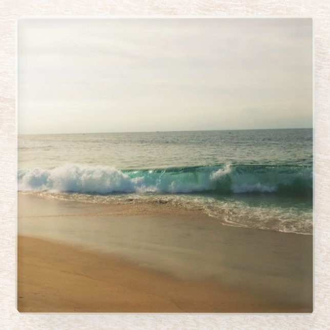Morning at the Wedge, California Glass Coaster (Front)