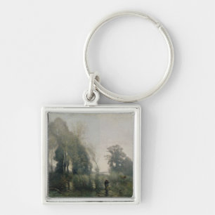 Morning at Ville-d'Avray or, The Cowherd, 1868 Keychain